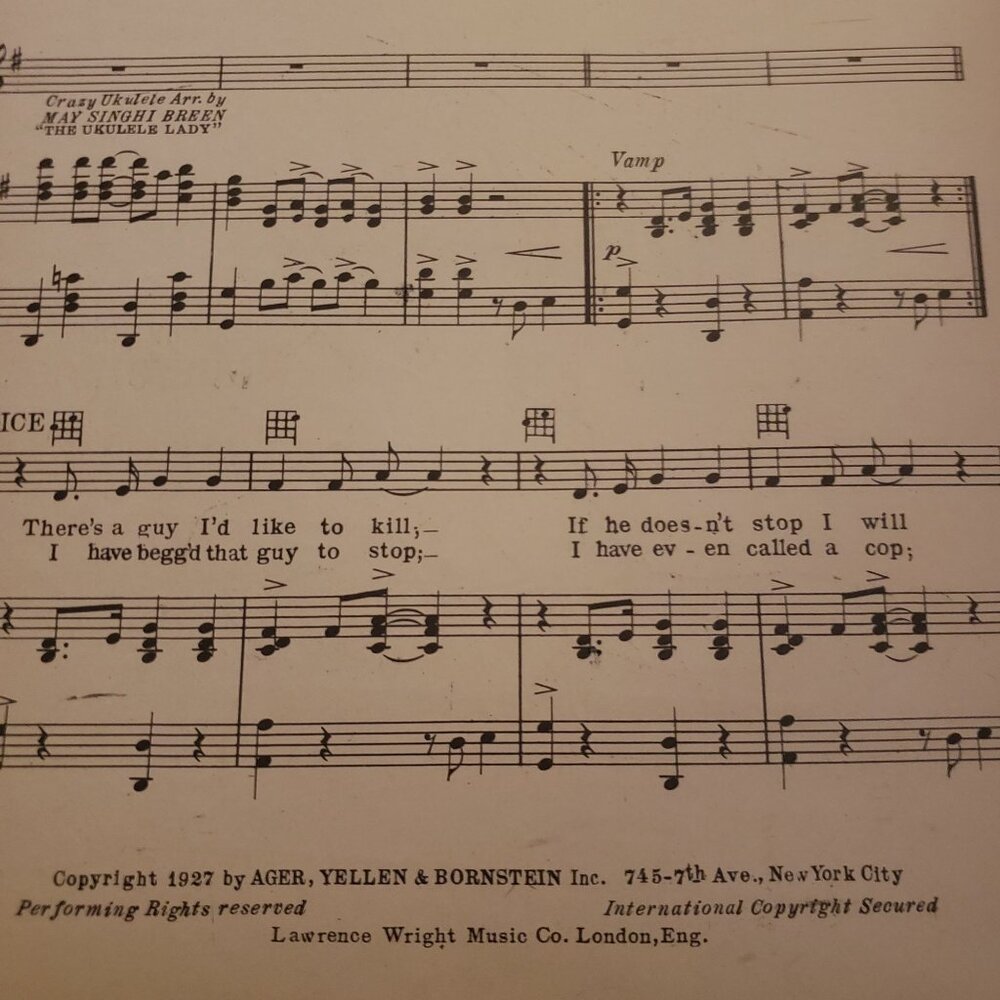 Rare 1927 Crazy Words Crazy Tune Sheet Music By Ager Yellen & Bornstein - Picture 3 of 3